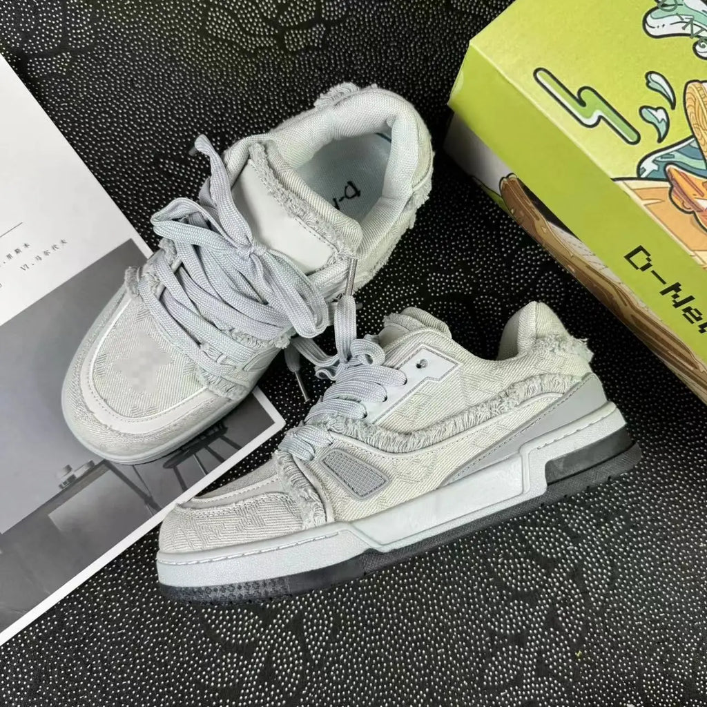 2025 New Casual Women's Sneakers Popular Niche Vintage Skateboard Spring Autumn All Match Shoes Couple Style Pink Sneakers