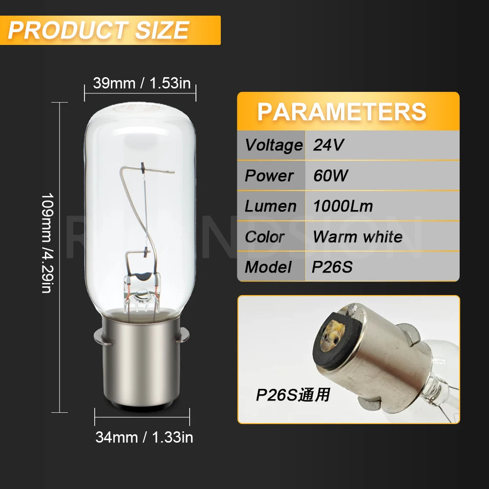 P28S 60W 24V Warm White Marine Bulb for Boat Yacht Lighting 220V Ship Grade Incandescent Bulb Durable Cabin Ceiling Light 2Pcs