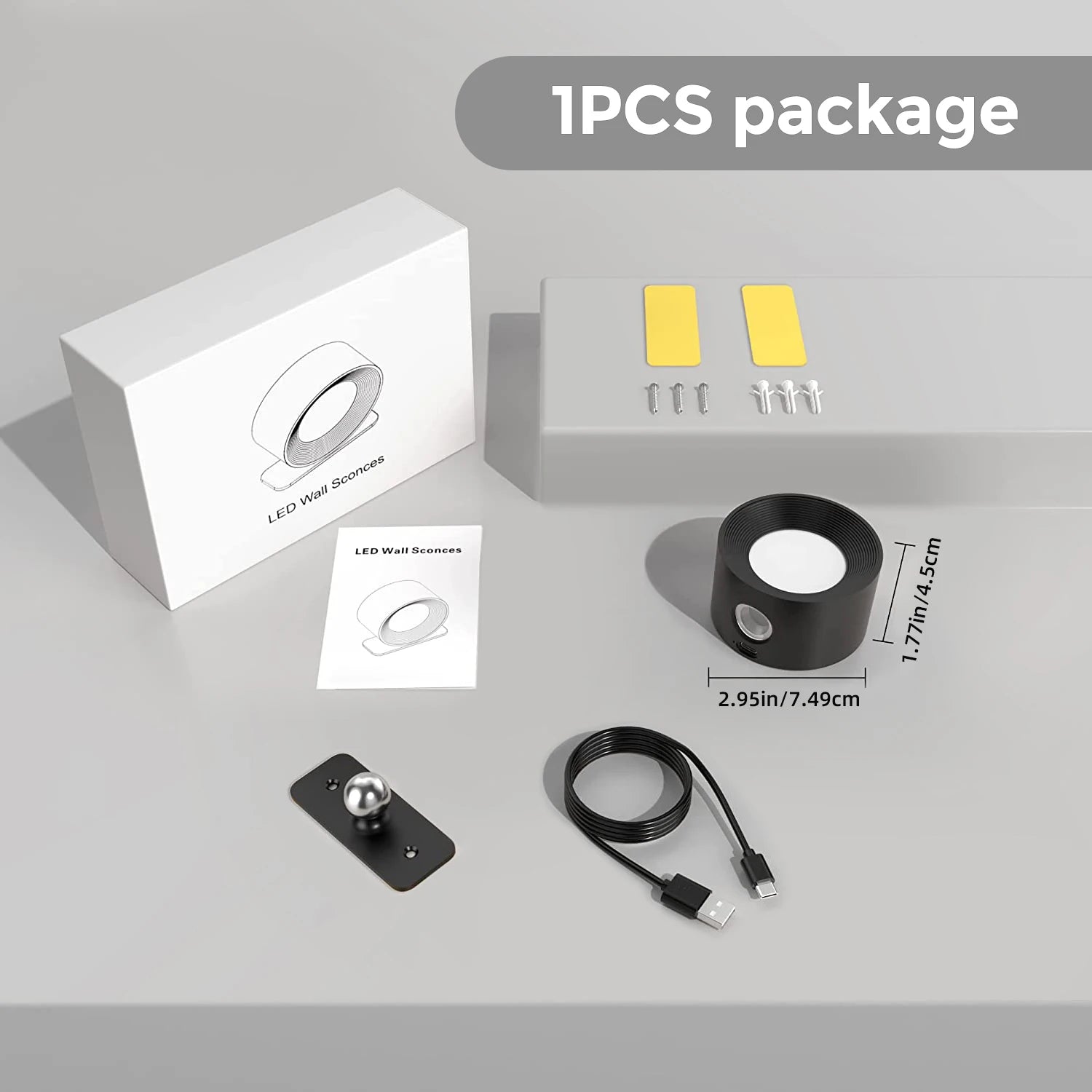 LED Wall Sconces light, 3 Brightness Levels 3 Color Modes Wall Lights, 2000mAh Battery Operated 360° Rotatable Touch Control