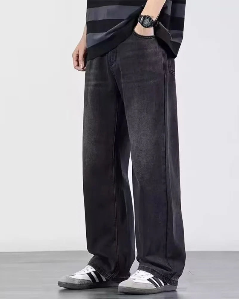 Men's Denim Pants Vintage Washing Wide Leg Loose Jeans Casual Straight American Style  Street Men Trousers Four Seasons New 2026