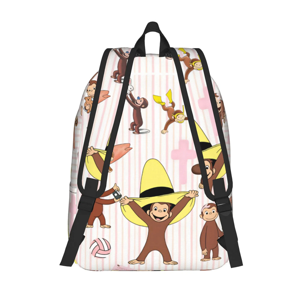 Curious George Multifunctional Stickers Backpack  Trekking Backpacks Student Colorful Soft High School Bags Style Rucksack