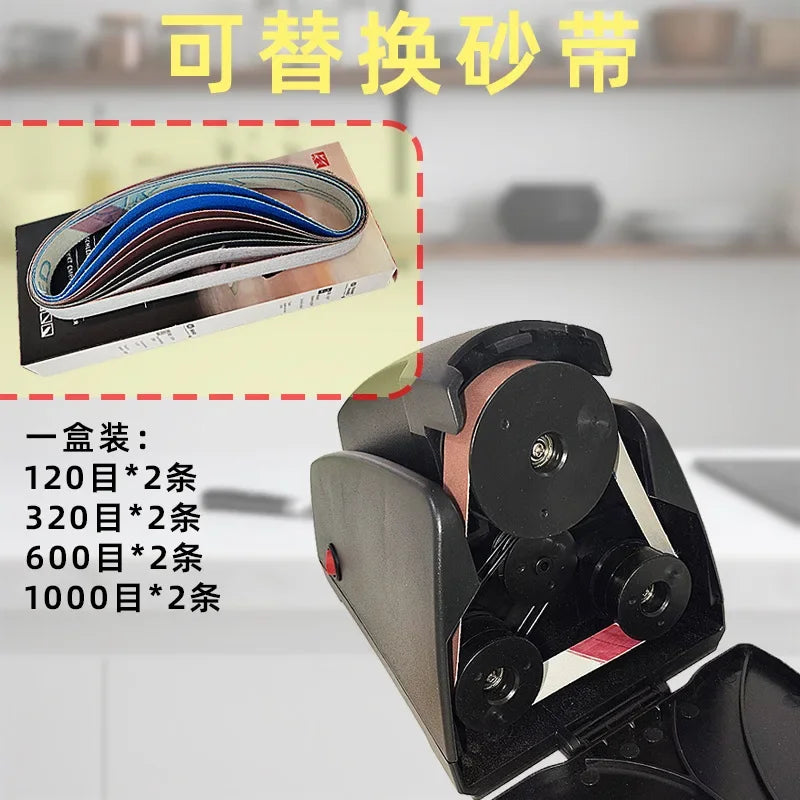 Knife Sharpener Electric, 4-Stage Professional Sharpener with 120-1000# Grit Sanding Belt, Fast & Precise for Kitchen Chef Tools