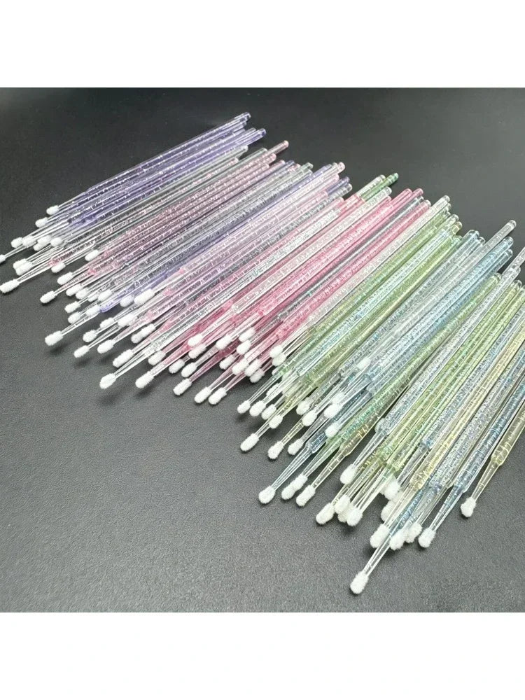 100PCS Crystal Micro Brush Disposable Lashes Removing Swab Mascara Wands Applicator Eyelash Extension Brushes Makeup Tools