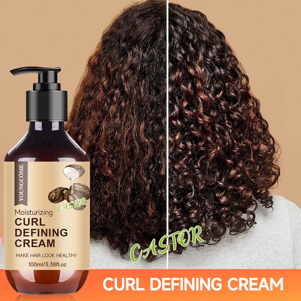 Castor Curl Styling Cream Shampoo Hair Treatment  Loc, Twist Gel, Tames Frizz & Edges Frizzy Smooth Nourish Straightening Care