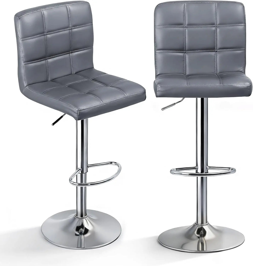 Kitchen double bar stool set, PU leather rotating adjustable tabletop height rotating stool, square backrest, 2 pieces