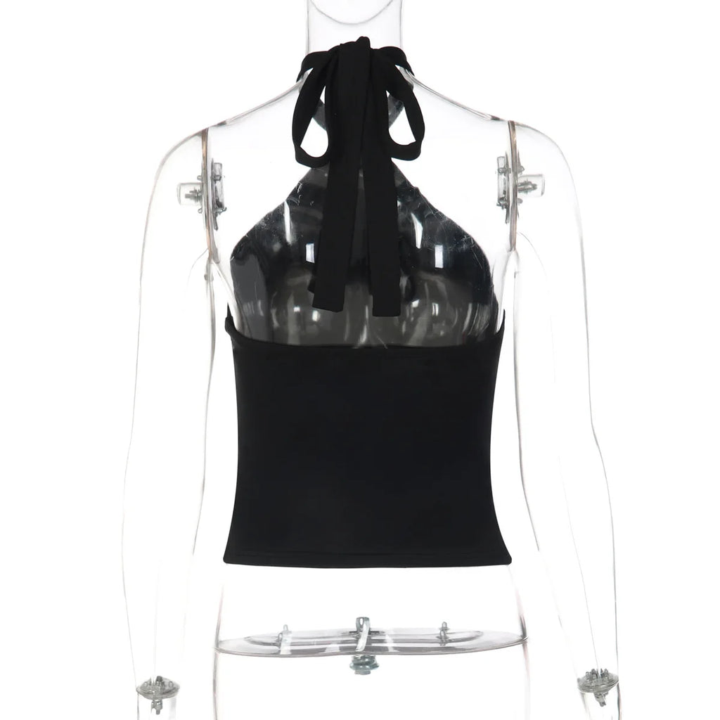 2026 Summer Fashion New Women's Retro Retro Hot Girl Tight Strap Top Hanging Neck Naked Back Sexy Vacation Beach Vest