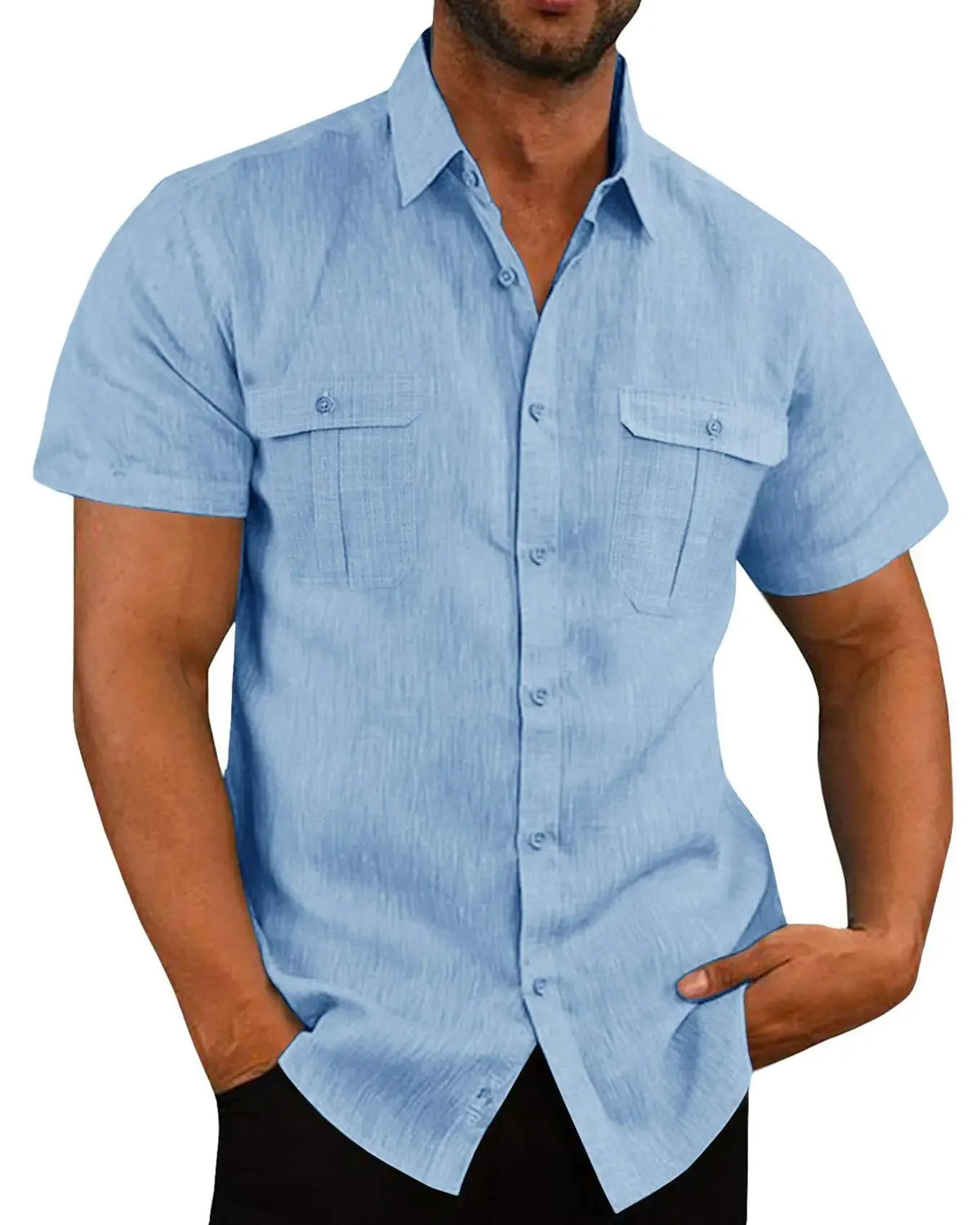 Men's Linen Hot Sale Men Short-Sleeved Shirts Summer Solid Color Comfort Collar Casual Beach Style Plus SizeMale Shirts M-4XL