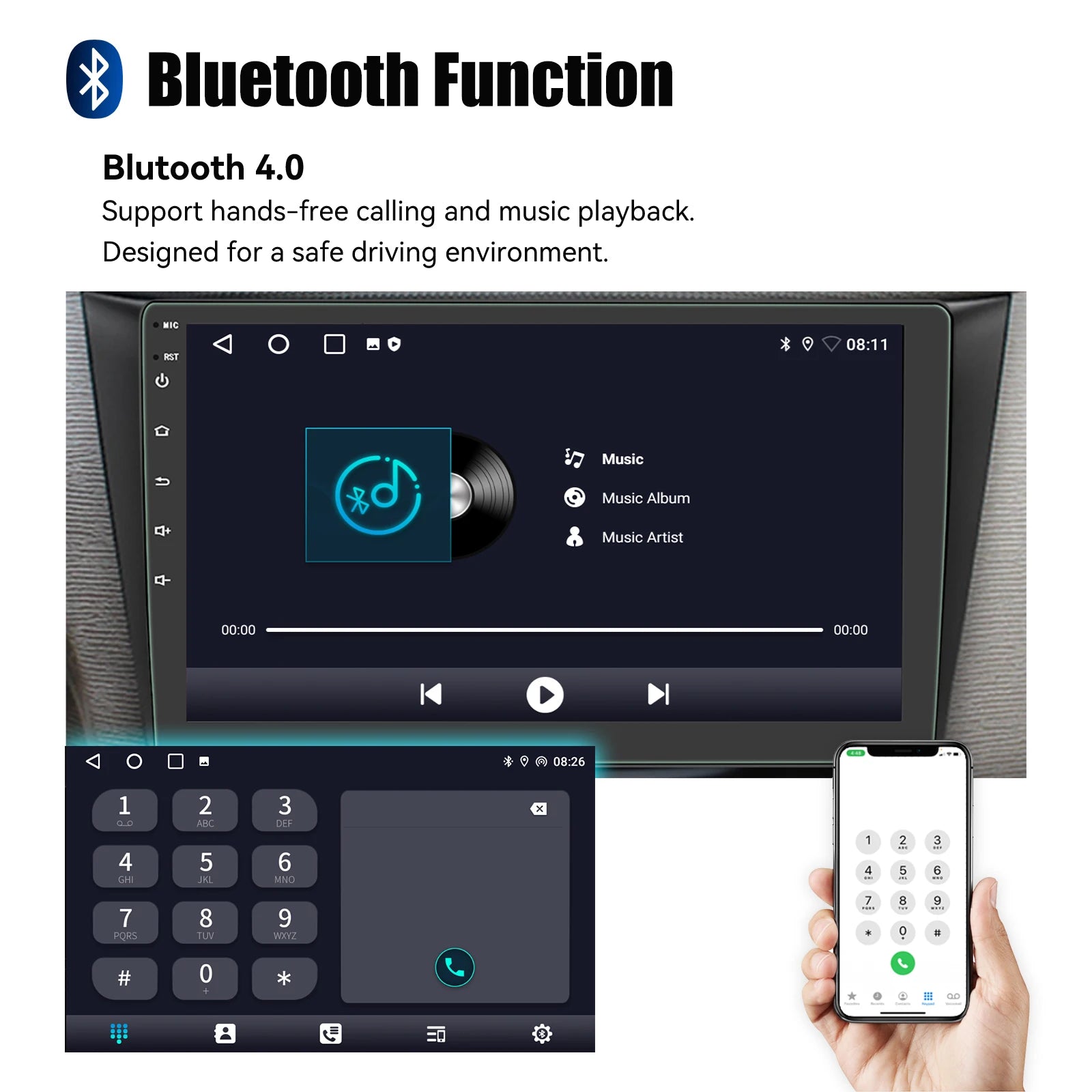 ESSGOO 7"/9"/10“ 2 DIN Android 14 4+64G Car Stereo Carplay Android Auto GPS Navi Bluetooth FM RDS Radio WIFI Touchscreen ChatGPT