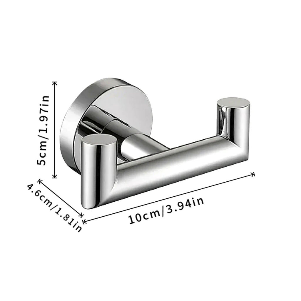 1Pcs or 2Pcs 304 Stainless Steel Bathroom Double Towel Hook Bathroom Creative Wall Metal Hook Door Back Wall Clothes Hook Waterproof Wall Hook - for Bathroom Bath Balls, Brush and Bedroom Jacket, Hat, Towel, Robe Hook Rack -