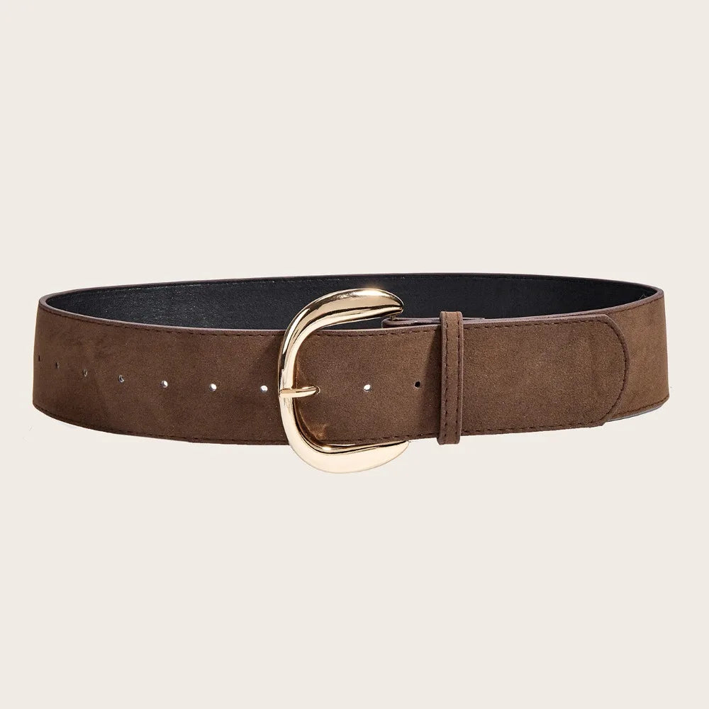 Maillard Styles Suede Leather Wide Belt Luxury Design Trendy Pin Buckle Waistband Casual Versatile Business Waist Strap Gifts