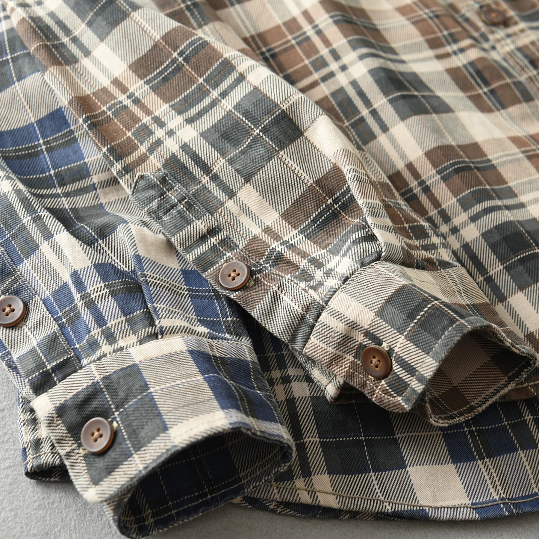 100% cotton vintage wash plaid shirt Men's spring and autumn casual long-sleeved shirt jacket