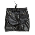 S-XXL Black PVC Bandage Mini Skirt & Thong Set Sexy Faux Leather Stage Show Costume for Women