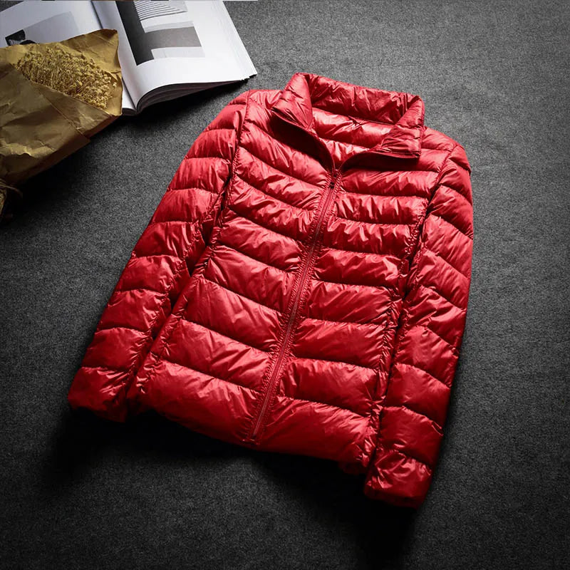 Schinteon Ultralight White Duck Down Jacket Spring Autumn Warm Slim Zipper Women Fashion Light Down Coat 13 Colors S-7XL