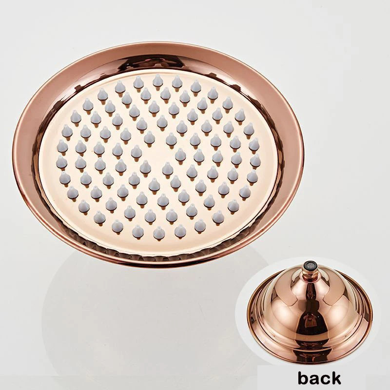 8 Inch Round Ceramic Handle Shower Head Bathroom Solid Brass Copper Rain Shower Head Waterall Hand Shower