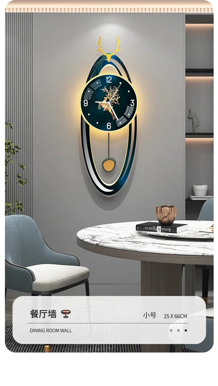 Modern Light Luxury Clock Wall Clock Living Room Creative Simple Home Fashion Atmosphere Wall Wall Clock Lamp Home Decor R8O8C2
