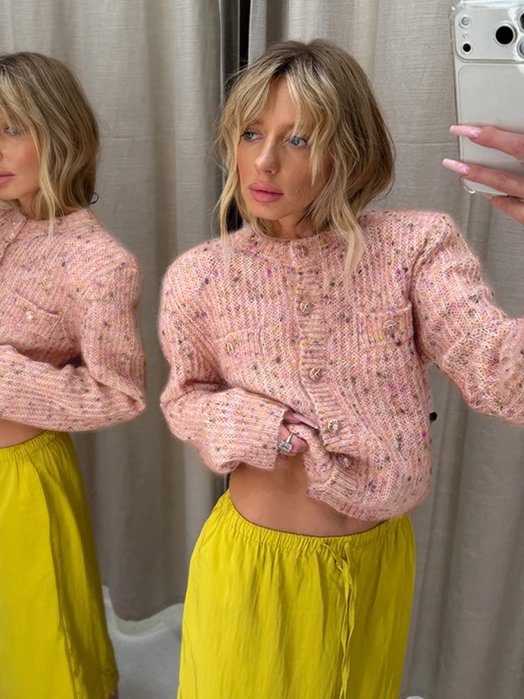 URBANCREW Marled Knit Cardigan — Cropped Casual Layer