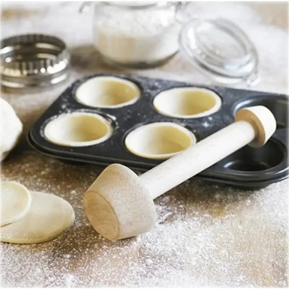 Premium Wooden Egg Tart Mold Double Side Tart Tamper Pastry Shaped Pusher For Baking Eggtart Pies Cake Kitchen Gadgets Tools