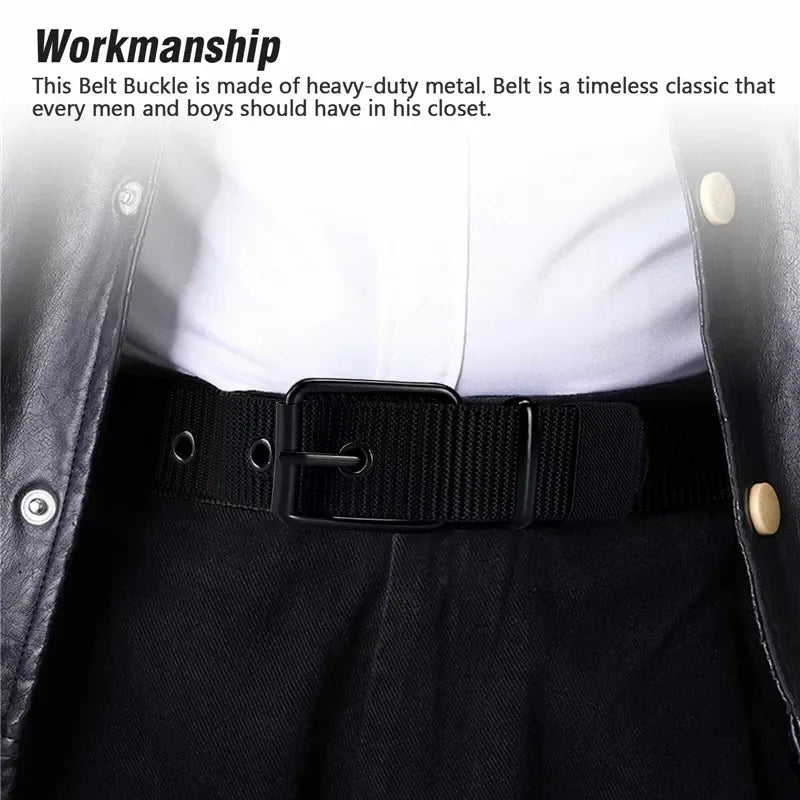 New Men Belt Porous Canvas Pin Buckle Leather Belt Outdoor Sports Belt Women's Trendy Eyelet Belt With Jeans Belt For Men Women