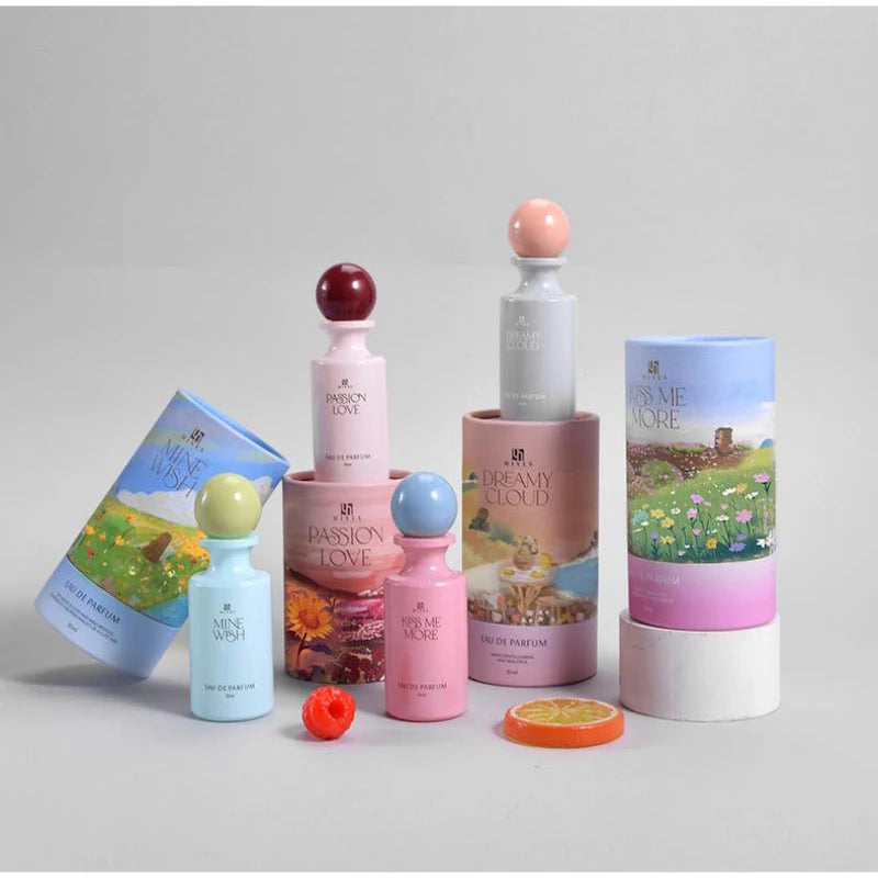 Luxury Floral Fruity Perfume,Cylindrical Gift Box Women's Scent,Rose/Jasmine/Sandalwood/Amber/Vanilla/Musk/Raspberry Fragrance