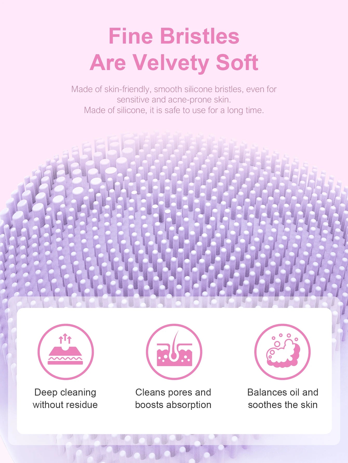 Facial Cleansing Brush Made with Ultra Hygienic Soft Silicone, Waterproof Sonic Vibrating Face Brush for Deep Cleansing, Gentle
