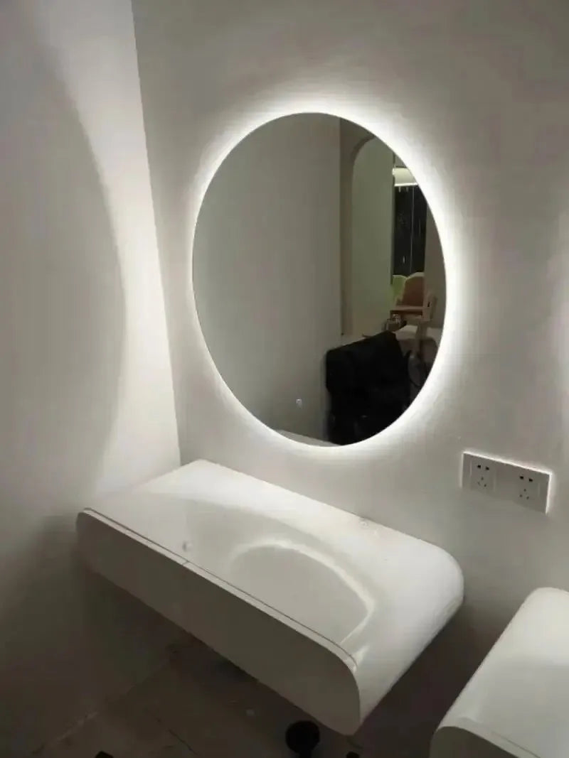 Cream Suspended Dressing Table Bedroom Furniture Minimalist Dressing Table Wall Mounted Dressing Table Mirror Combination
