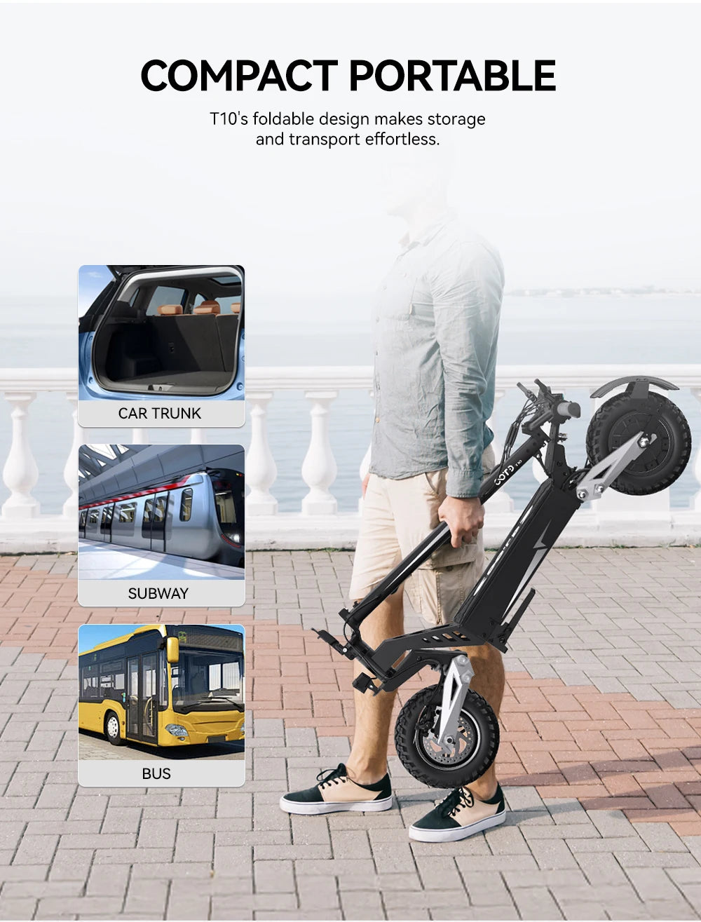 OOTD T10 Electric Scooter 500W Motor 48V13AH Battery City Off-Road Electric Scooter Adult 11 Inch Foldable Electric Scooter