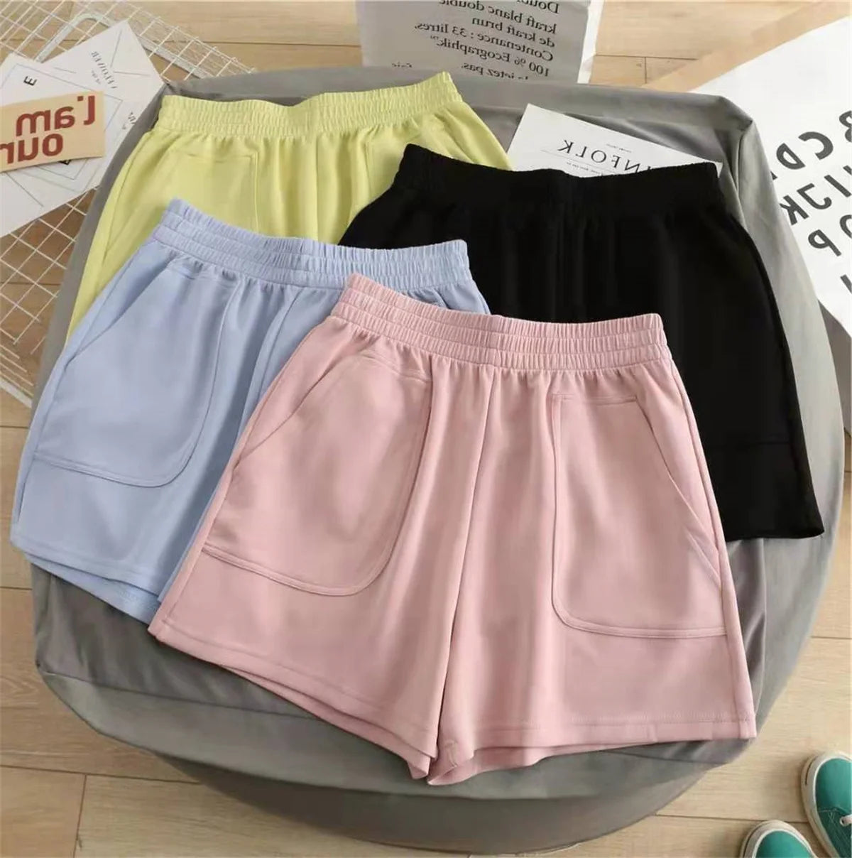 Women Summer 2026 Loose Slim Drawstring Hot Pants Korean High Waisted Wide Leg Casual Versatile Sports Shorts for Outdoor Wear