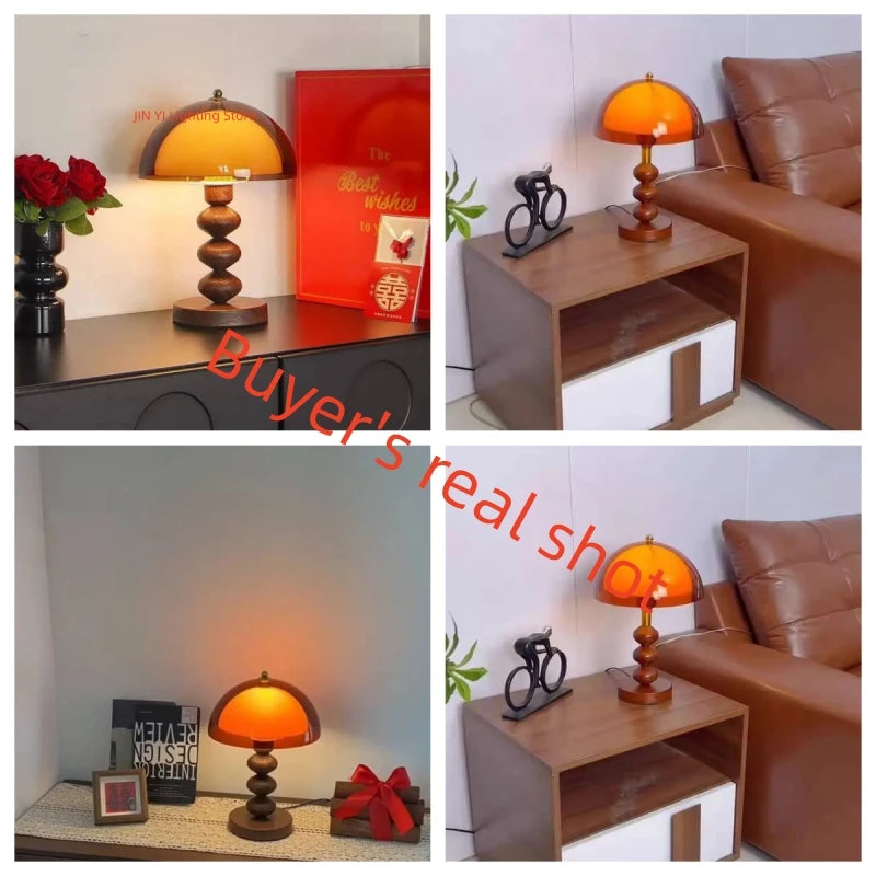 New Acrylic Lampshade Mushroom Lamp Retro Wabi Sabi Style Living Room Decoration Atmosphere Perpetual Light E27