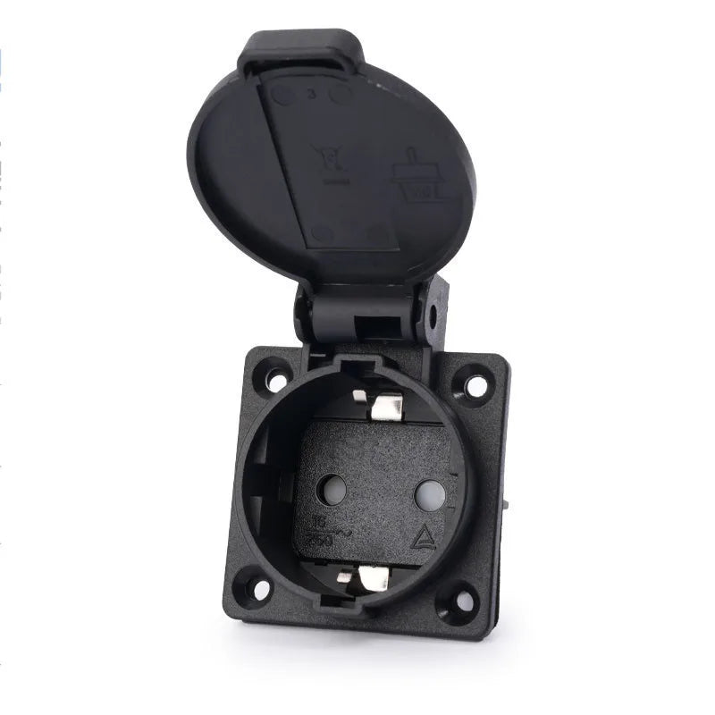 Black Blue Round Cover 50*50mm EU Industry AC Power Socket IP44 Europe Germany 16A 250V Grounding Outdoor Waterproof Socket