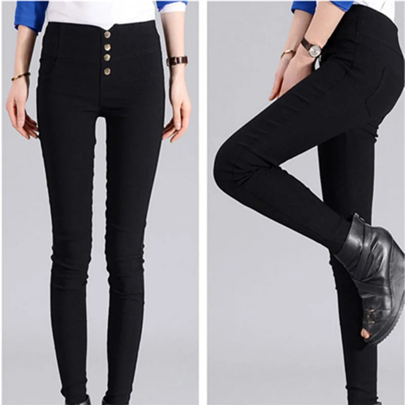 Streetwear Fashion Women Skinny Pencil Pants Spring Autumn New Elastic High Waist Korean Clothing Solid Thin Casual Trousers 5XL