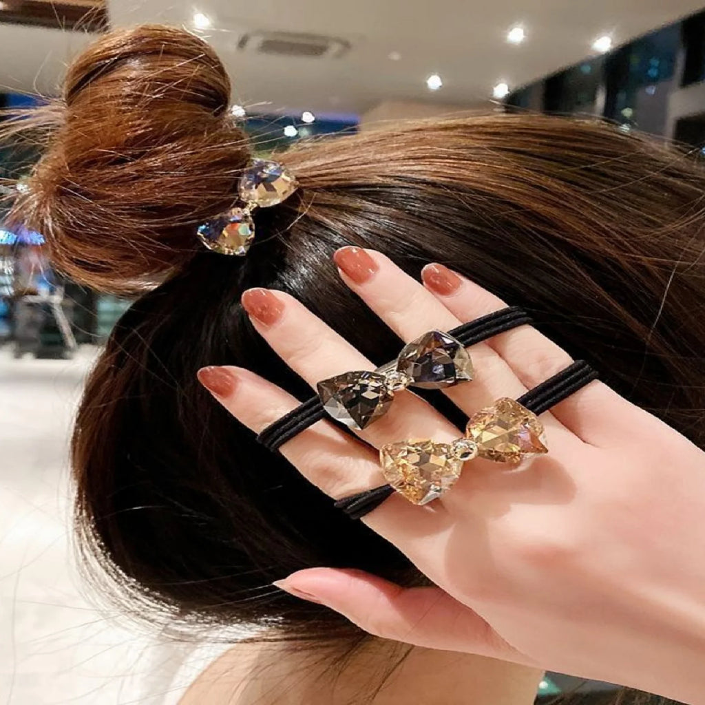 1PC Rhinestone Ribbon Headband High-value Simple Pillow Head Ribbon Hair Rope Tie Ponytail Hair Circle Headwear