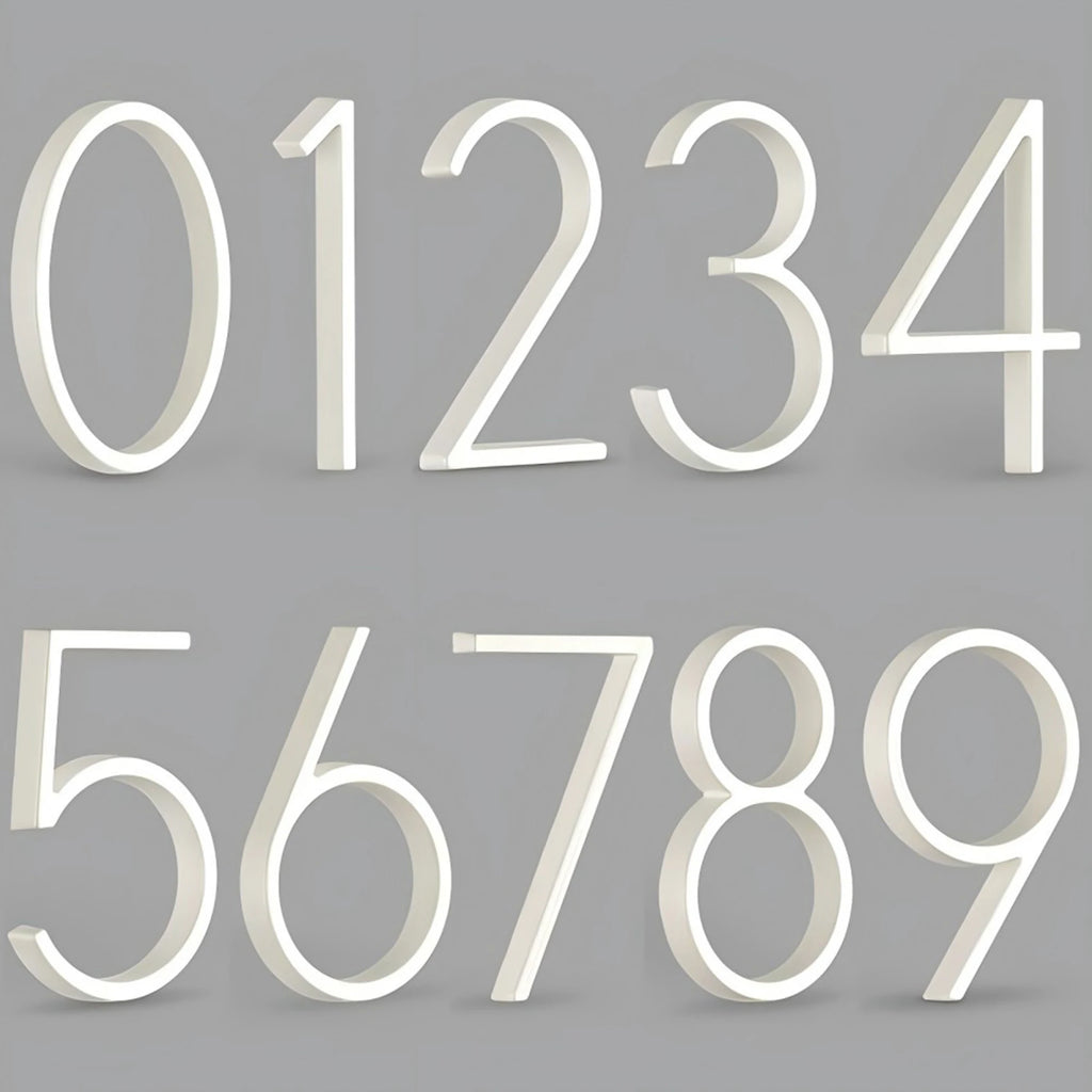 1pc 125mm Floating House Number Outdoor 5 inch White Aluminum Alloy Apartment Door Numbers Mailbox Address Sign #0-9 With Screws