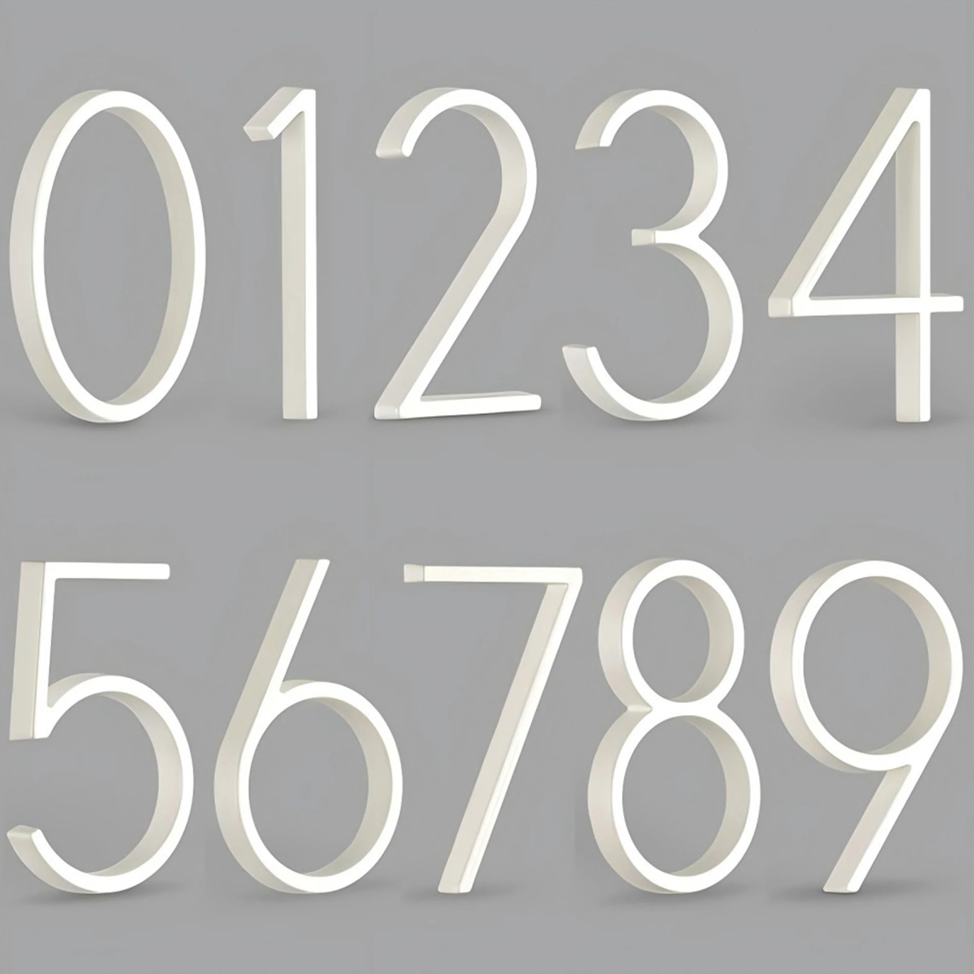 1pc 125mm Floating House Number Outdoor 5 inch White Aluminum Alloy Apartment Door Numbers Mailbox Address Sign #0-9 With Screws