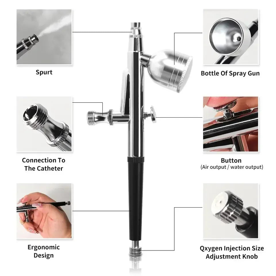 Nail Tattoo Color Painting Moisturizing Spray Nano Injector Portable Spray Gun Compression Kit Beauty Cleansing Whitening