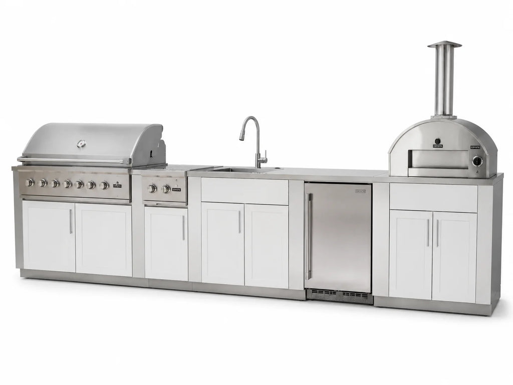 Custom 304 Stainless Steel Outdoor Kitchen Island Modular Patio Outdoor Cooking Grill Cabinet with Sink for Courtyard & Terrace