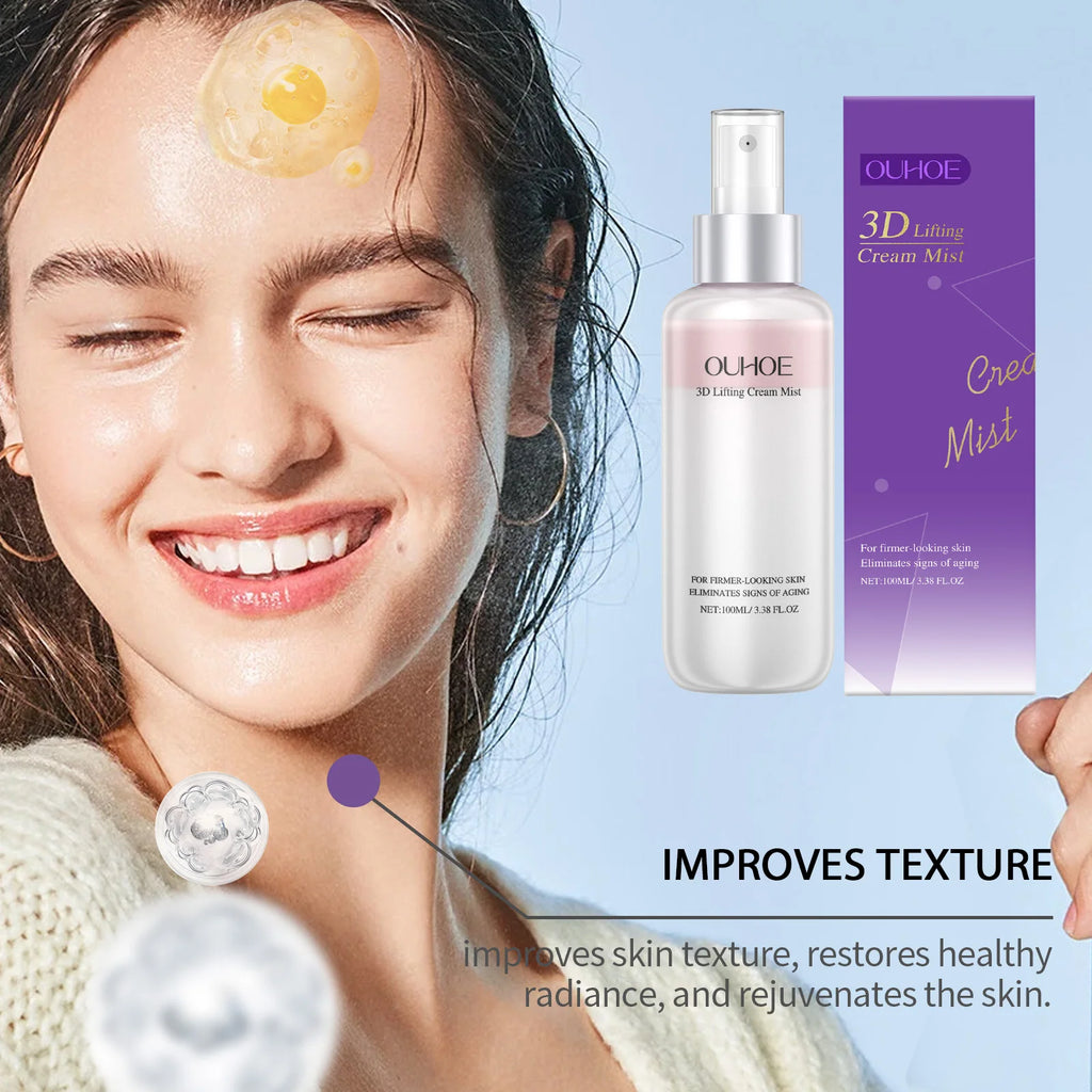 3D Lifting Firming Cream&Spray,Advanced with 17 Peptide Complex for Face&Neck,Butter Rich Texture For Perfect Slugging,Creamy Moisturizing,Instantly Brightens Skin Tone,Firms Skin,Refreshing,Comfortable.K-Beauty  Glass Skin