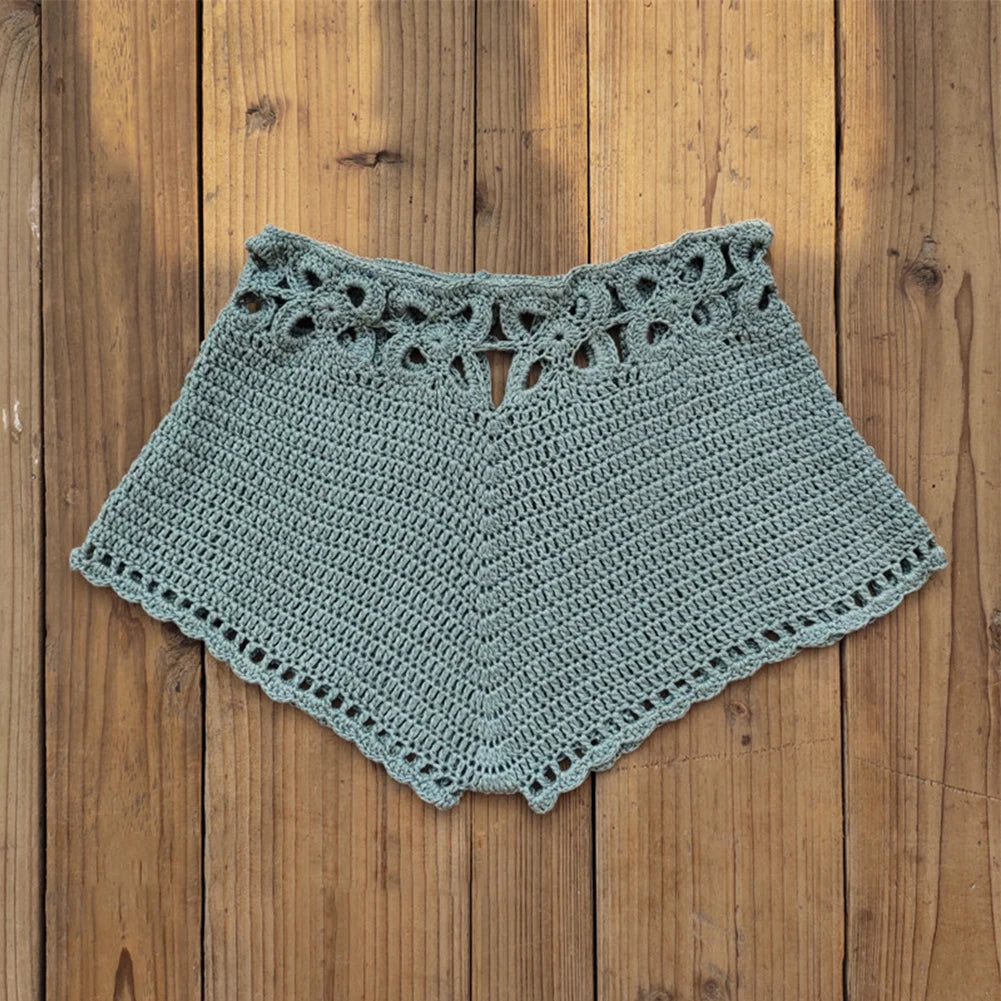 Women Relaxed Crochet Swim Shorts Bottoms Bikini Beach Swimwear Swimming Pants Acrylic Outdoor Swimming Pants Lounge Shorts