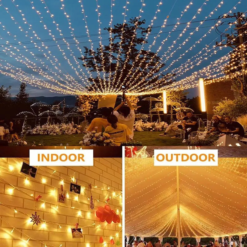 Outdoor LED String Lights Garland 2M 10M Waterproof Fairy Light Festoon Lamp Wedding Party Holiday Gardening Decoration Light