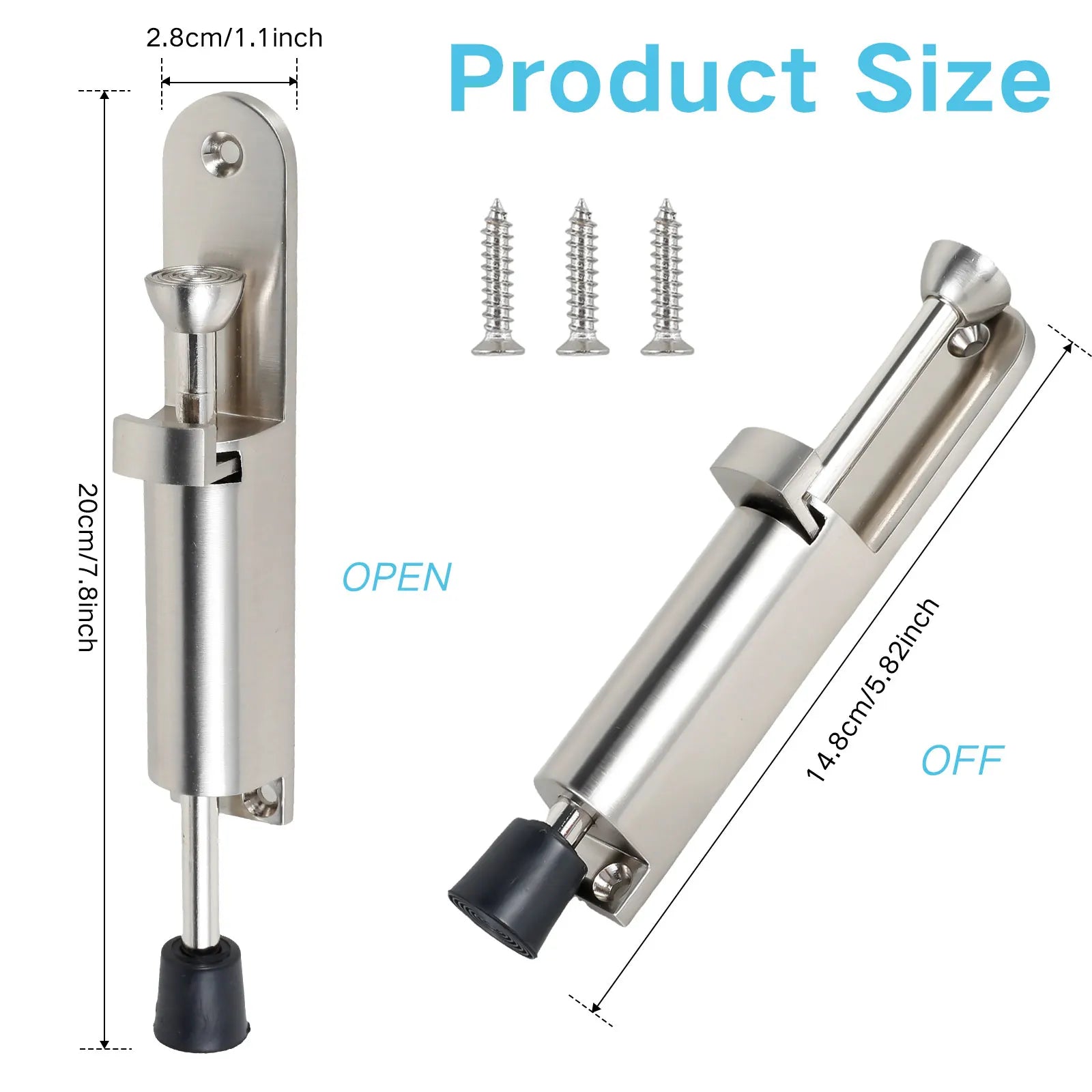 Spring Door Stopper Zinc Alloy Foot Kickdown Door Stop Sturdy Telescope Door Stopper Foot Pedal Door Lock Holder with Rubber