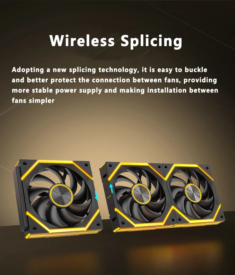 ICE Whale WX-1 Wire-Splicing PC Case Cooling Fan ARGB Mirror Cycle Light Effect 800-2000RPM PWM Water Cooling 360mm Cooler Fan