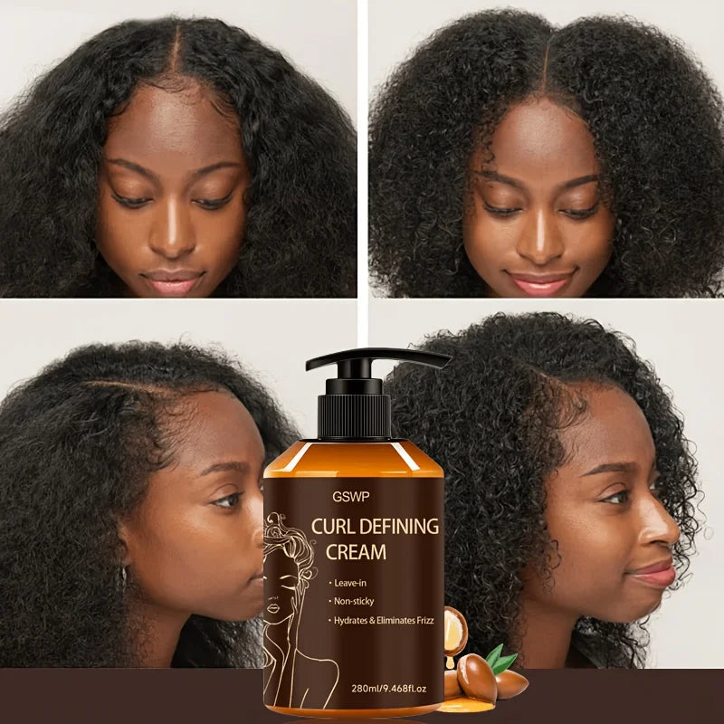 GSWP Moroccan Argan Oil Curl Cream, Bouncy Voluminous Curls, Rich Moisture Long Last Shaping Anti Humidity Frizz.280ML