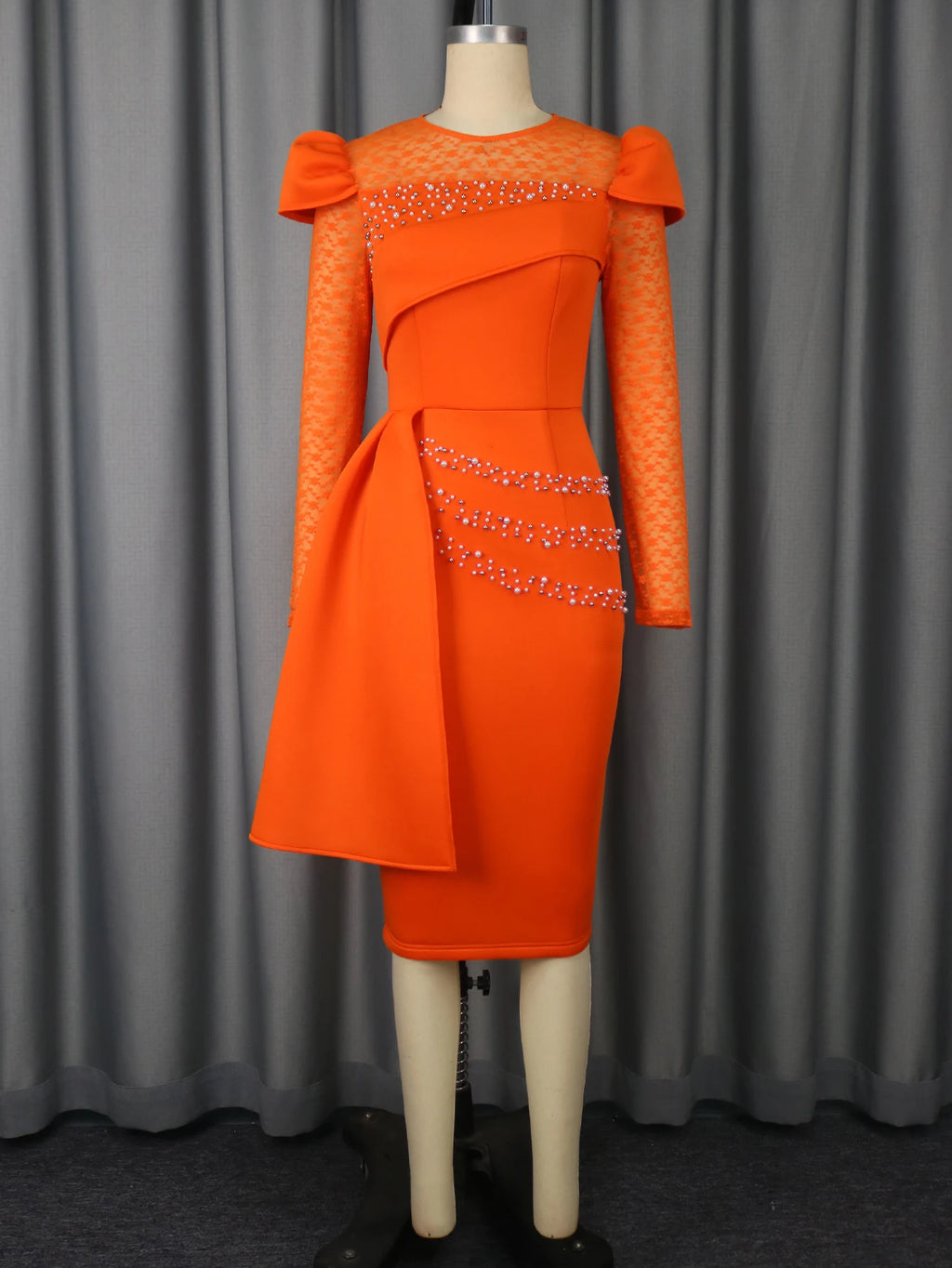 Spring/Autumn Women's Dress Irregular Wrinkle Lace Fashion Long Sleeve Ruffle Middle Waist Dresses 2025 New Party Women's Wear