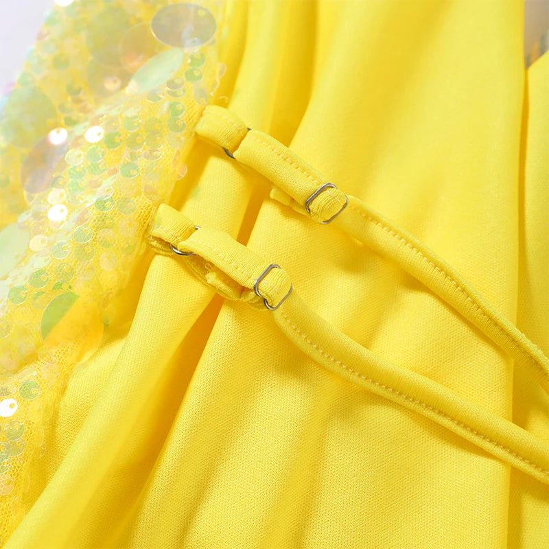 Sequins Halter Hollow Out Dress Women's Sexy Backless Sleeveless Contrast Color Mini Dresses 2026 Summer New Lady Beach Robes
