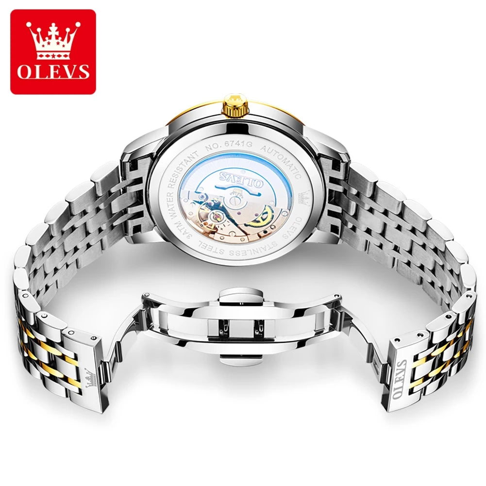 OLEVS 6741 Men Mechanical Watches 2025 New Luxury Automatic Watch Men Sapphire crystal Waterproof Moon Wrist Watch For Men