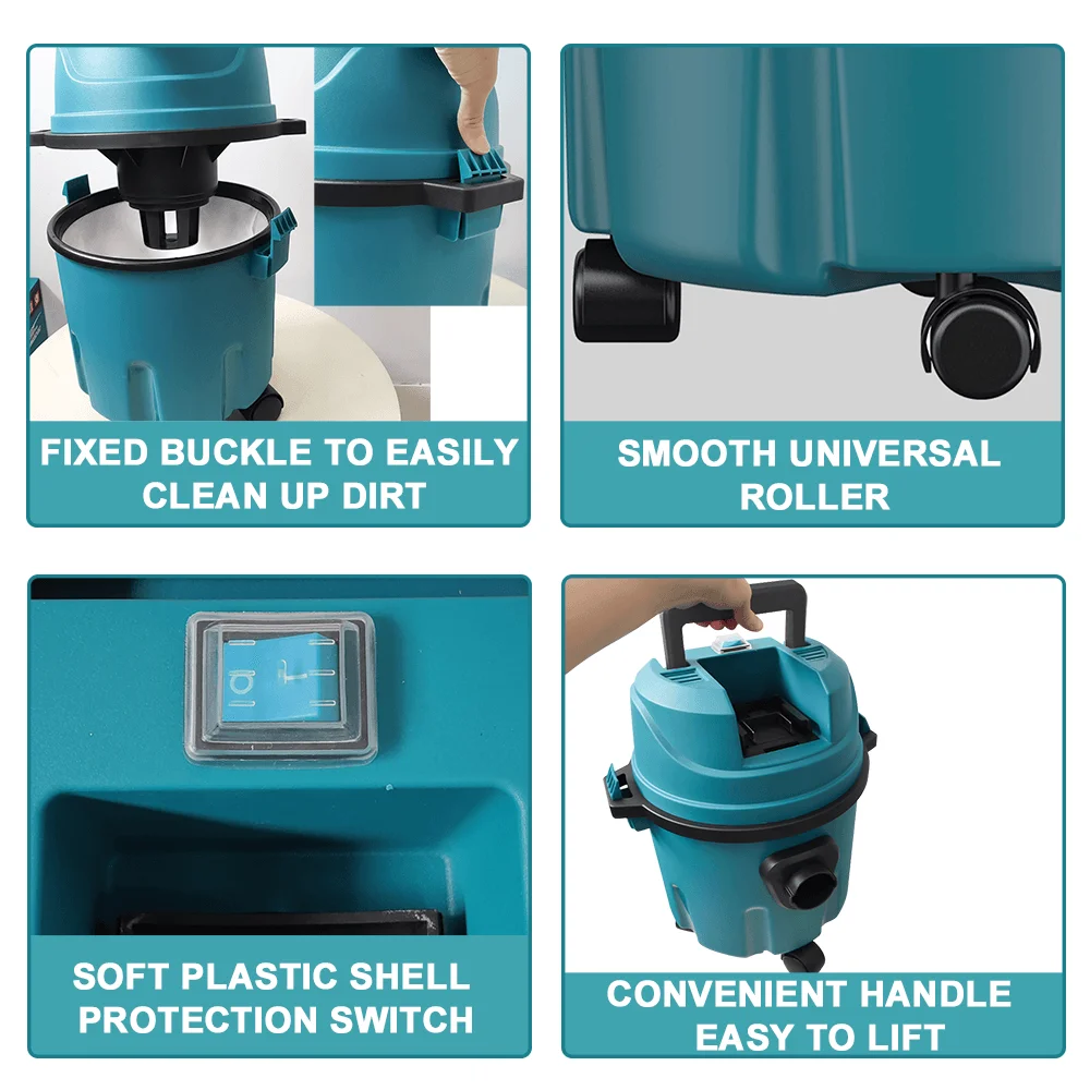 Rechargeable 10L Wet/Dry Vacuum Cleaner Cordless Barrel Dust Car Pet Hair Multifunction Collecter Machine For Makita 18V Battery