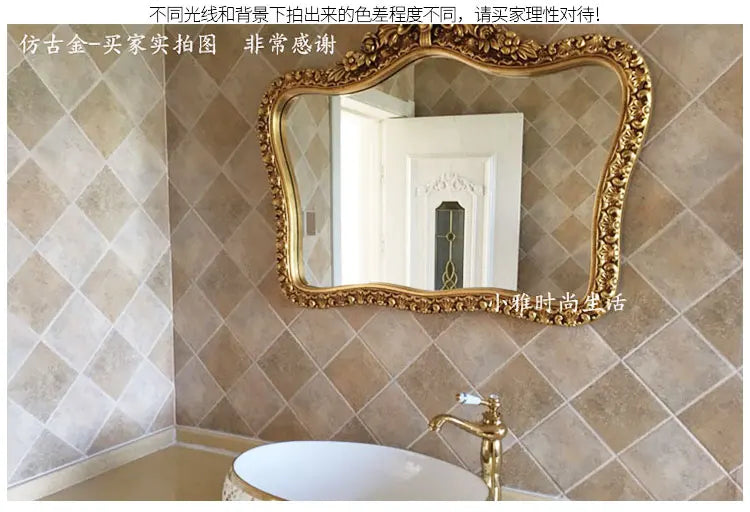 Bathroom Vanity Mirror Wall Unique European Creative Aesthetic Save Space Mirror Modern Simple Espejo Pared House Decoration