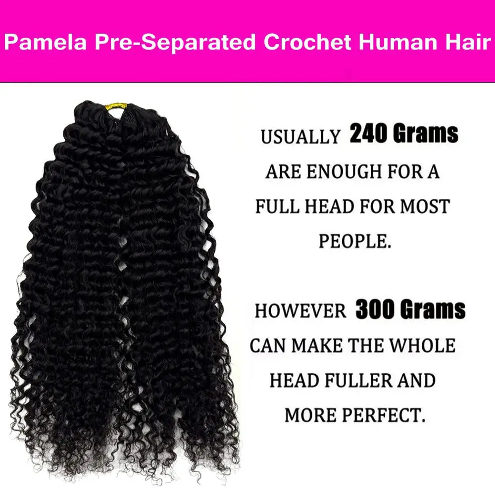 Deep Curly Crochet Human Hair Knotless Pre-Separated Crochet Hair Extensions 100% Human Hair Full Head Brazilian Hair For Women