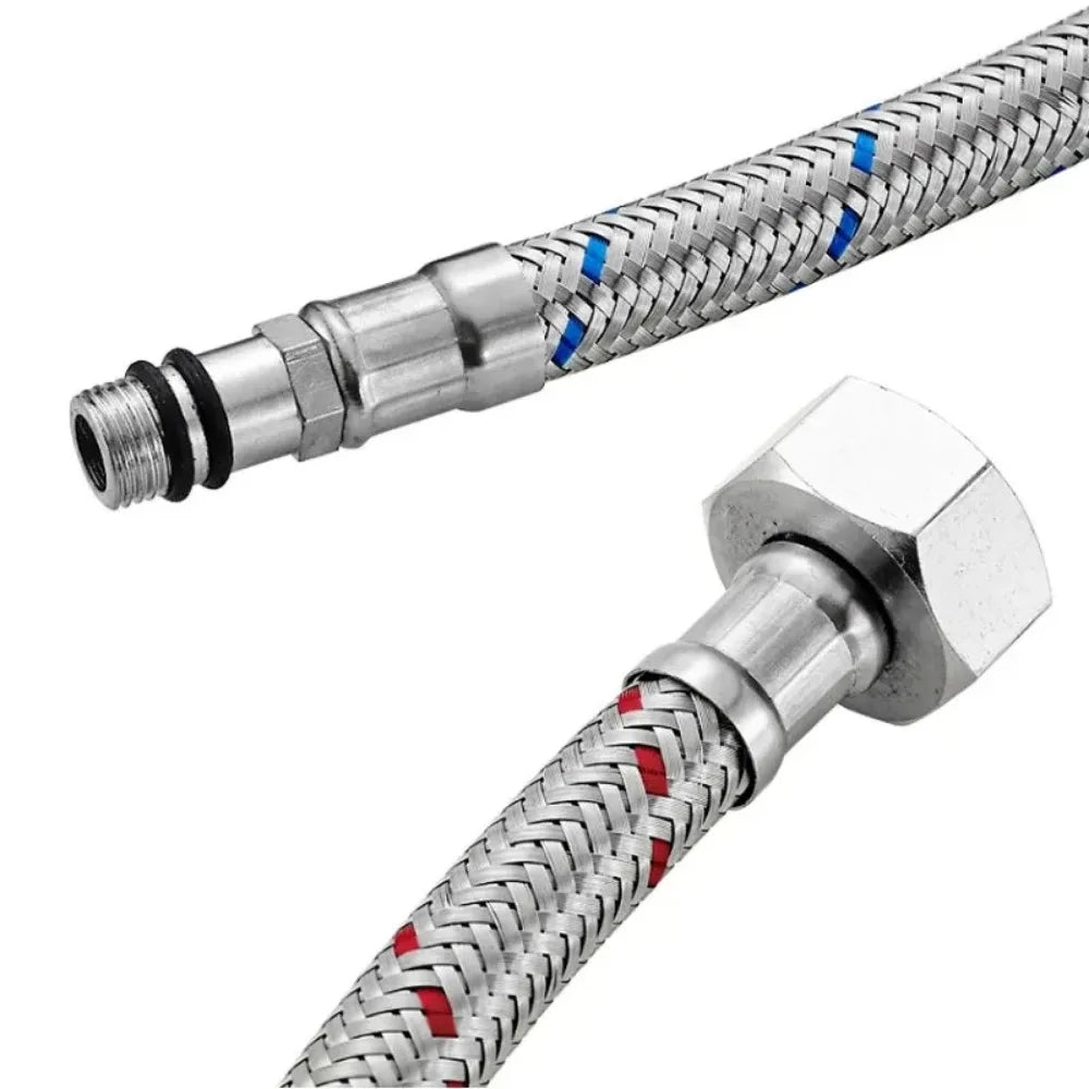 G1/2 G3/8 G9/16 60cm 1 Pair Hot and Cold Water Faucet Inlet Hose Heater Flexible Connecting Pipe Stainless Steel Faucet Pipe