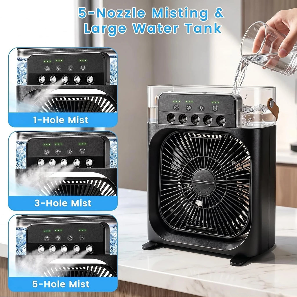 Three-in-one Fan Air Conditioner Mini Portable Spray Fans Rechargeable Home Mist Electric Outdoor Desk Handy Humidifier Cooling