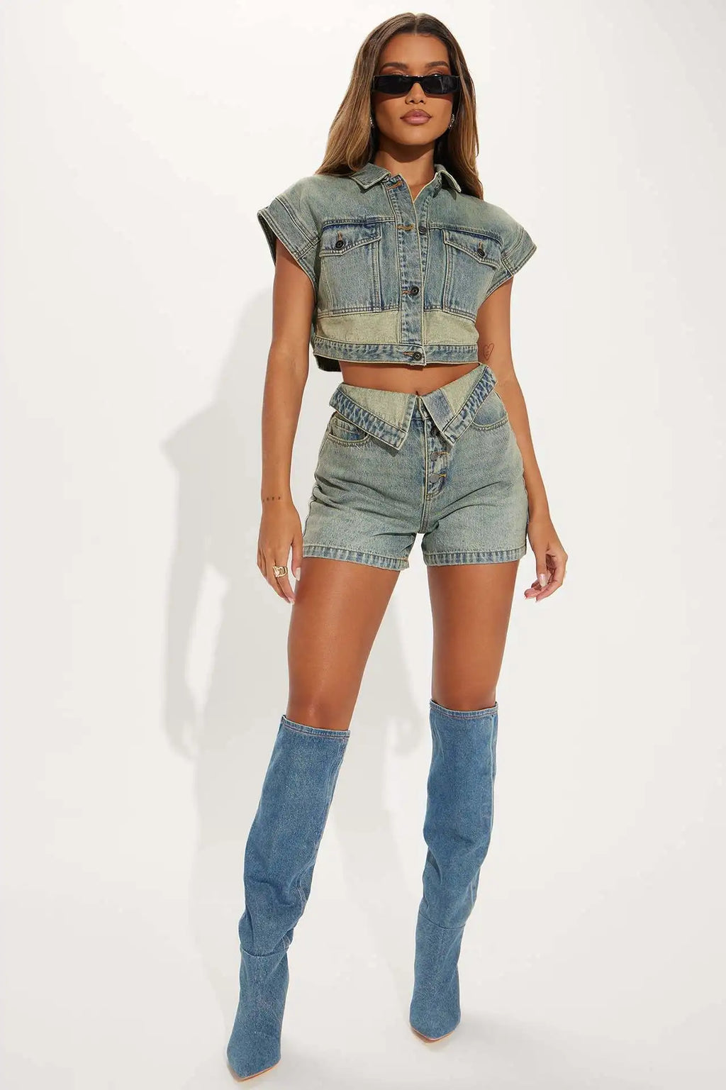 Shorts Sets Women Denim 2 Piece Suit Top Jeans Ensemble Summer 2025 Single Breasted Turn Down Collar Short Pants Vintage Outfits